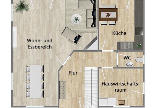 Grundriss Erdgeschoss (nicht maßstabsgetreu)