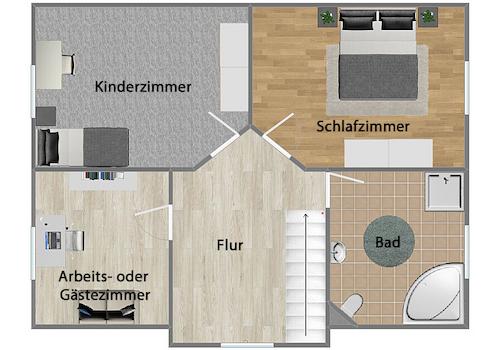 Grundriss Dachgeschoss (nicht maßstabsgetreu)