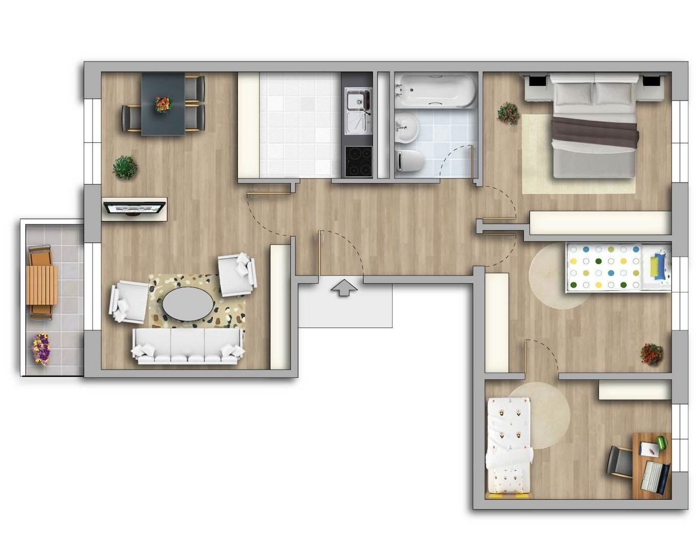Standard-4-Raum-Wohnung