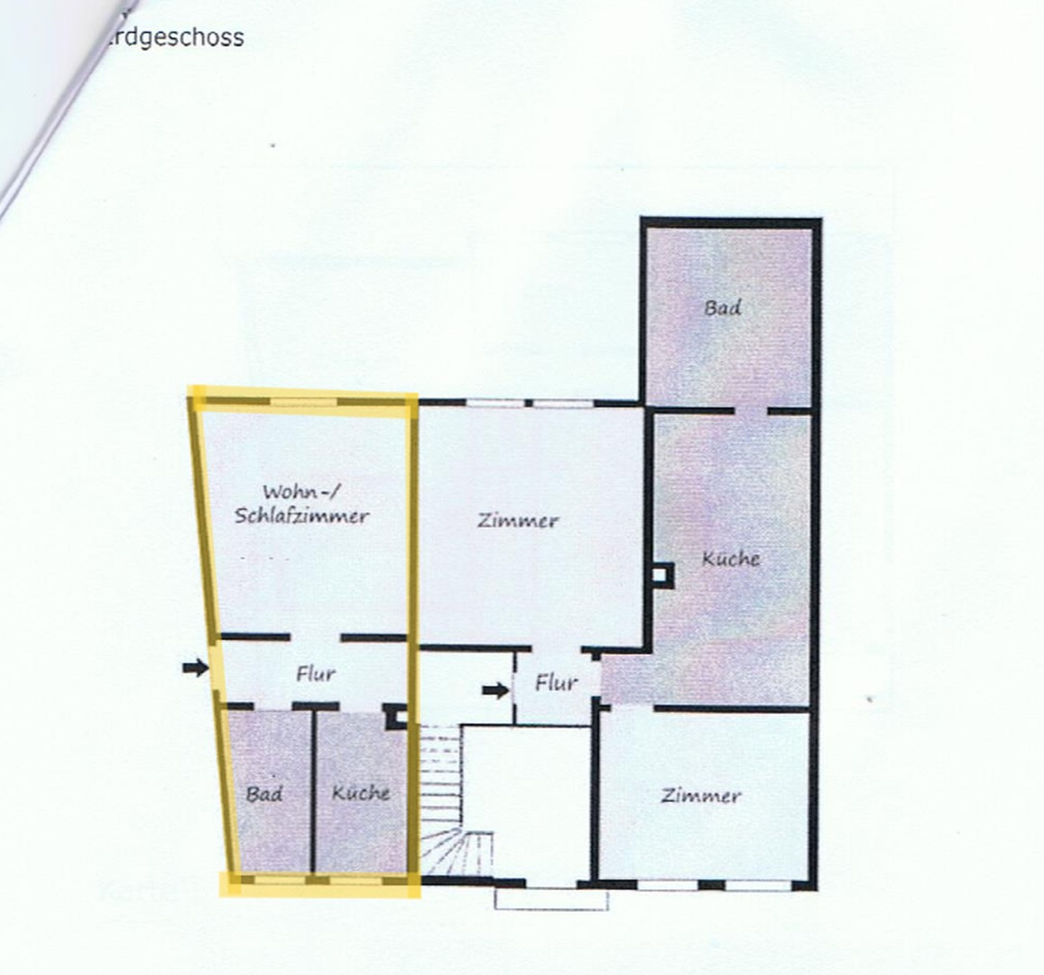 Grundriss 1-Zimmer Whg EG