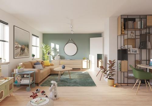 Musterbild 4-Raum-Wohnung mit Blick in den Wohnbereich