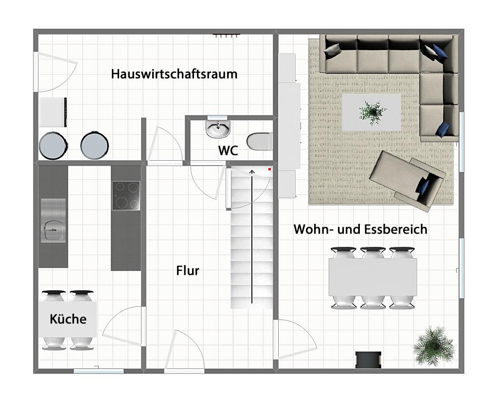 Grundriss Erdgeschoss (nicht maßstabsgetreu)