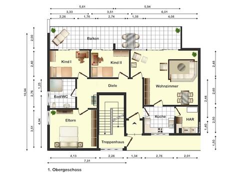 Grundriss Wohnung 1. OG