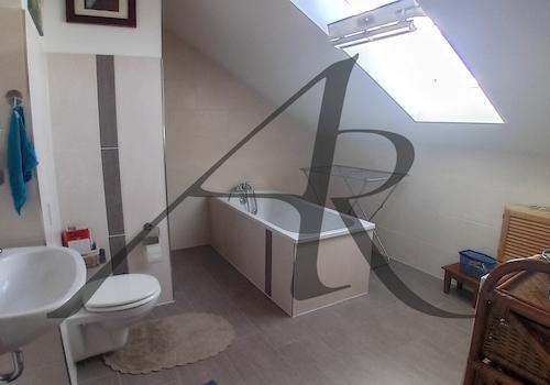 Tageslichtbad mit Badewanne und Dusche