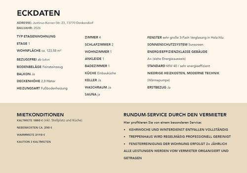 Eckdaten & Inklusivleistungen