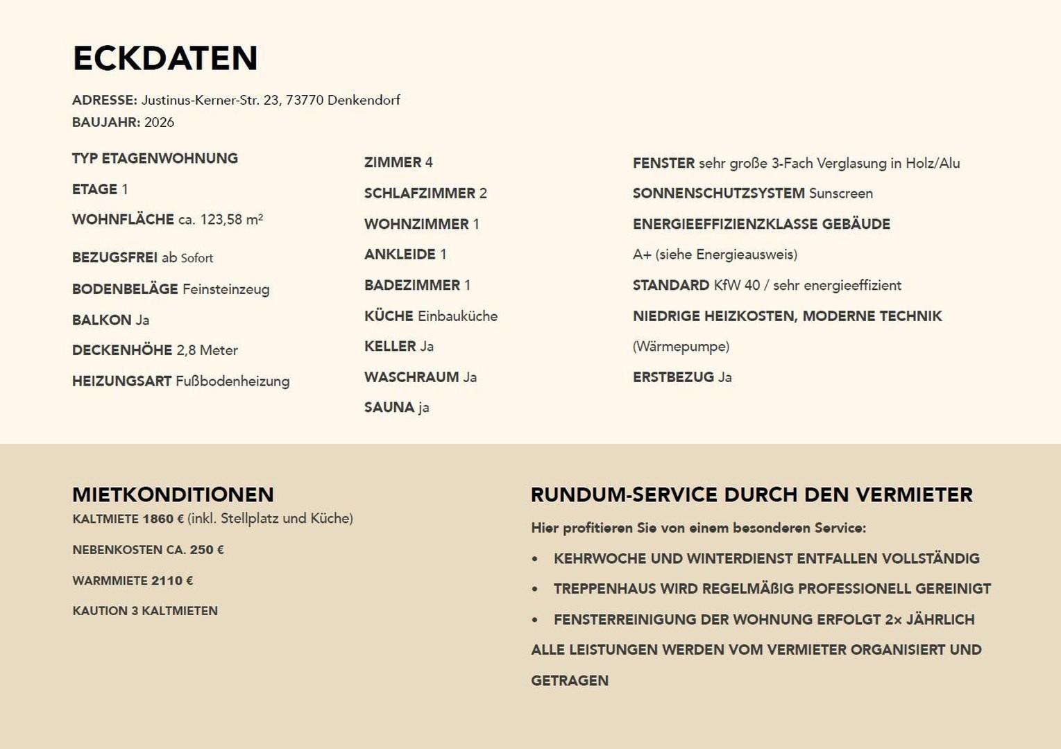 Eckdaten & Inklusivleistungen