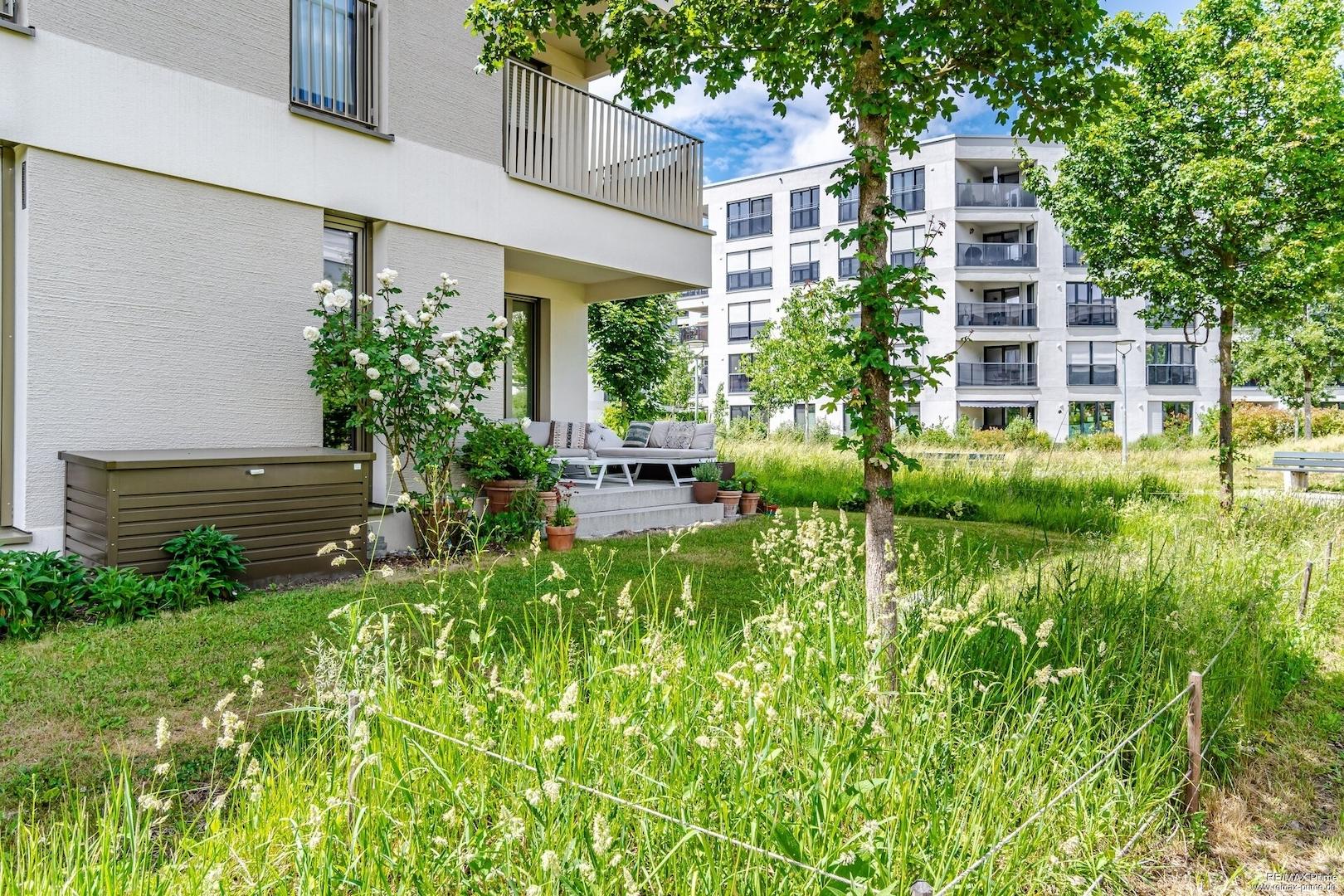 Terrasse mit Blick ins Grüne – ein Lieblingsplatz für Familien