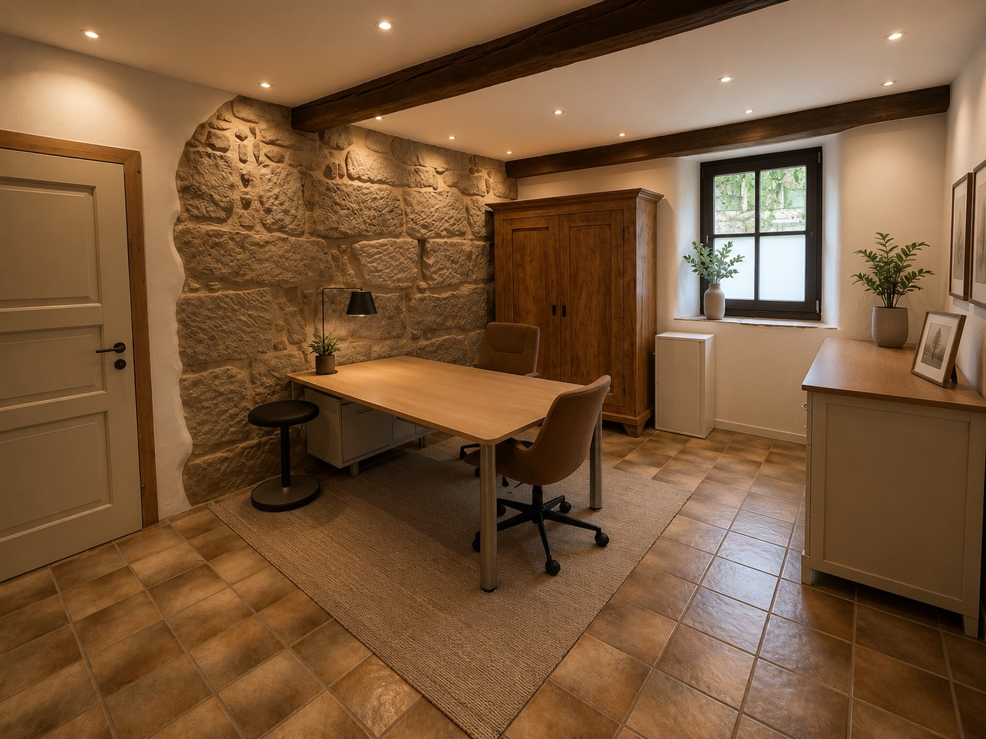 Modern-rustikales Büro