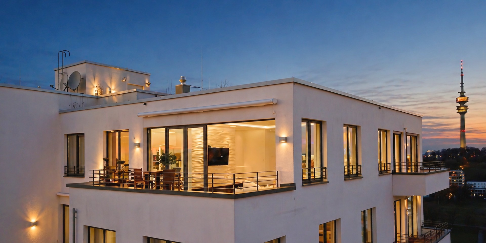 Penthouse Ebene am Abend