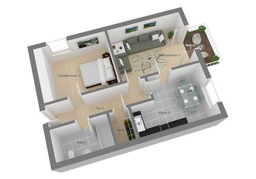 Grundriss Wohnung Nr. 3, OG
