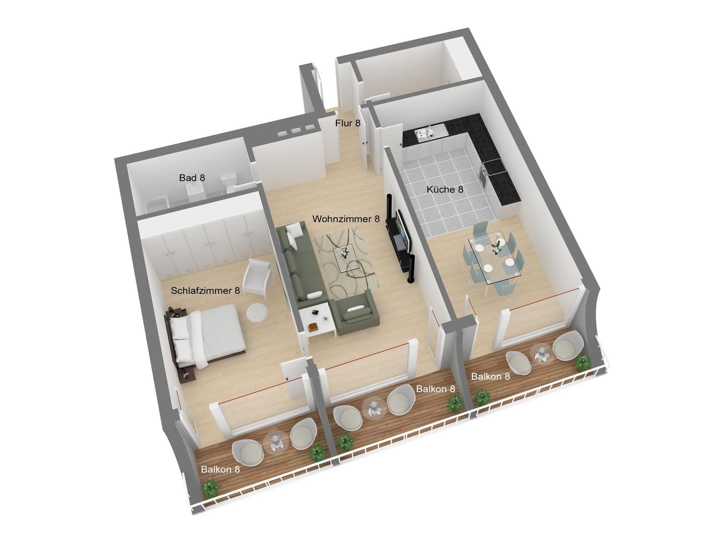 Grundriss Wohnung Nr. 8, DG