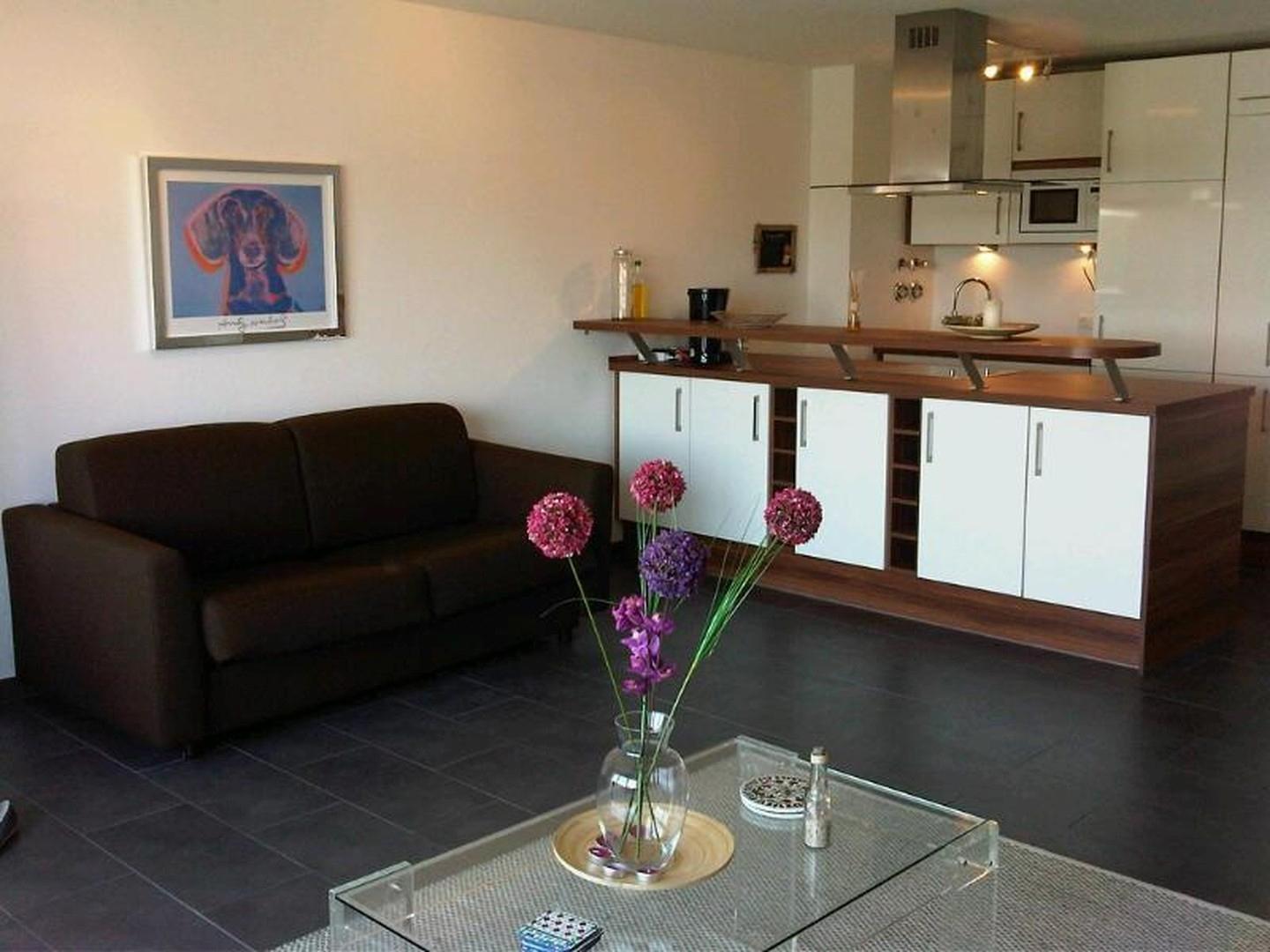 Küche mit Wohn-/Schlafzimmer