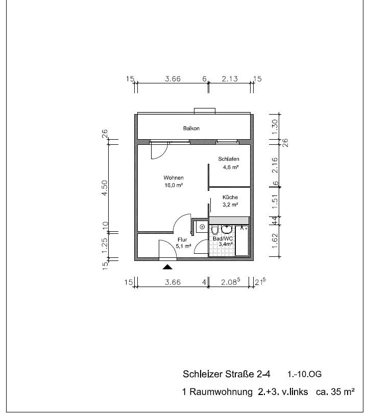 Grundriss mit Maßen