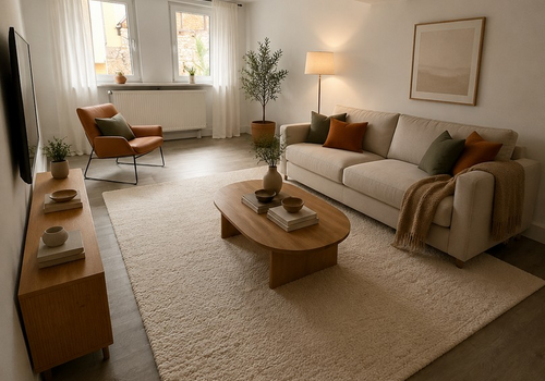 Wohnzimmer mit KI unten