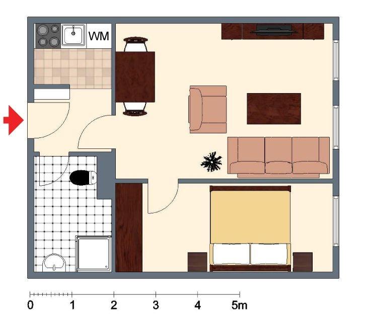 Grundriss mit Möblierungsbeispiel