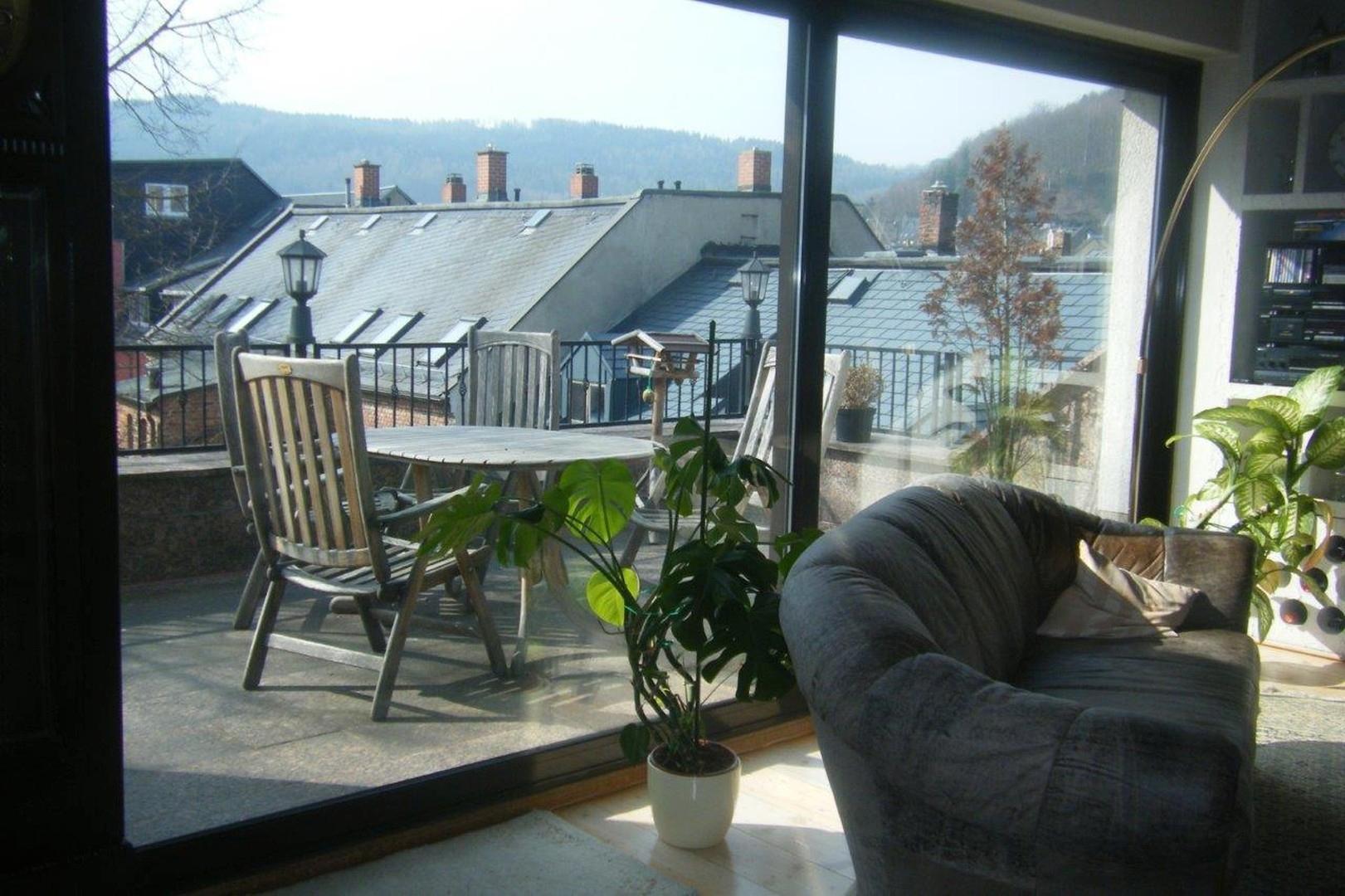 Dachterasse mit Blick über Aue