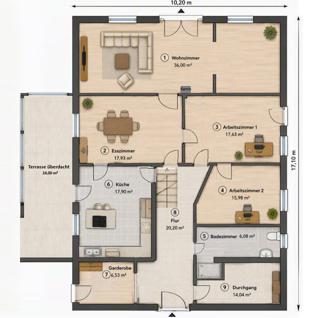 Grundriss - Wohnhaus EG