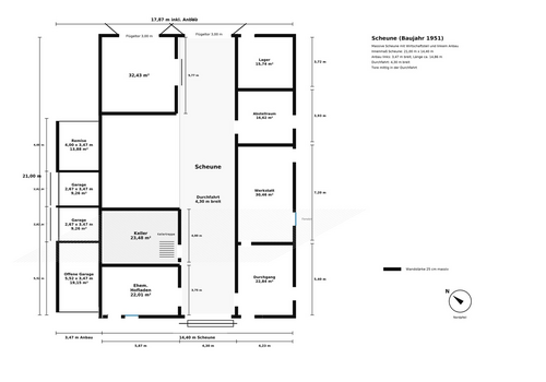 Grundriss Klinkerscheune
