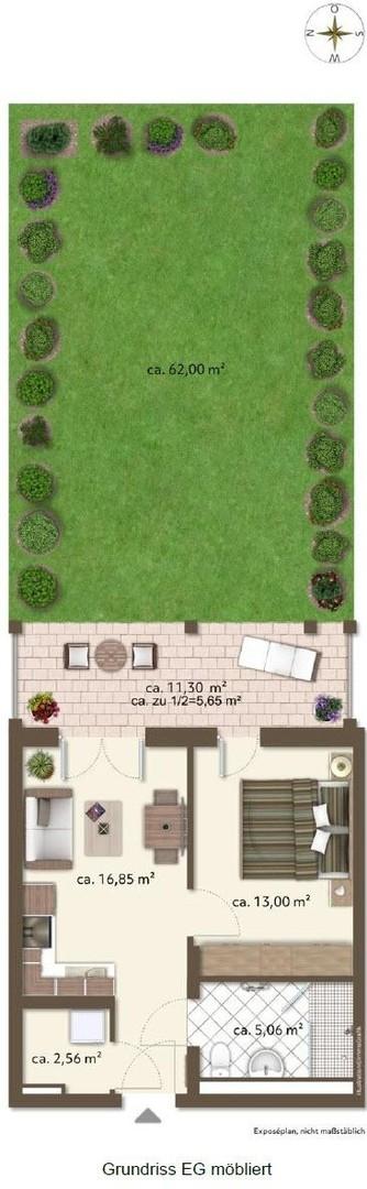 Grundriss EG möbliert/Garten