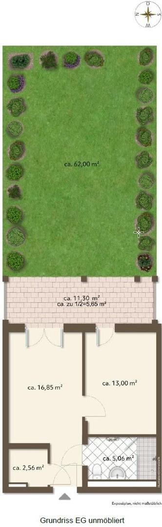 Grundriss EG unmöbliert/Garten