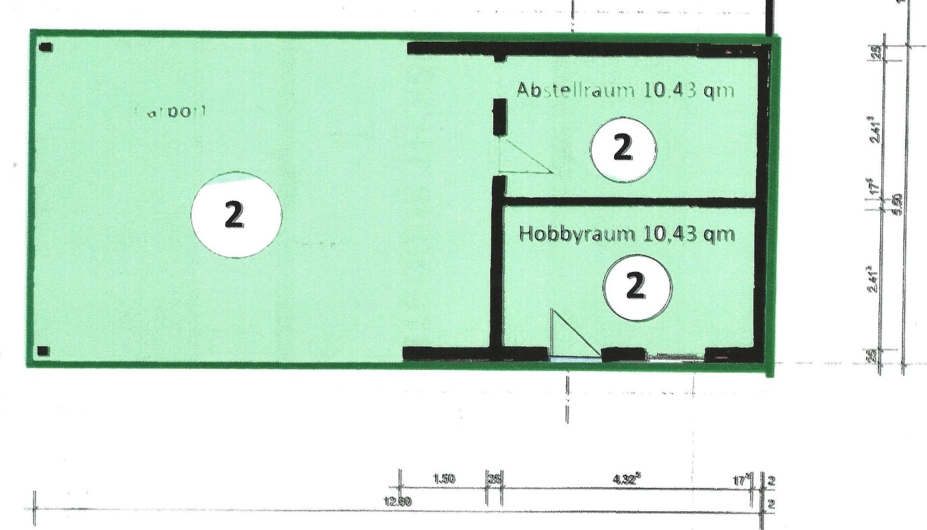 Grundriss Carport mit 2 Zimmer