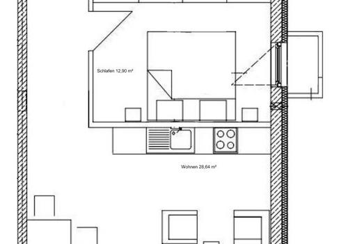 Grundriss mit Beispielmöbeln